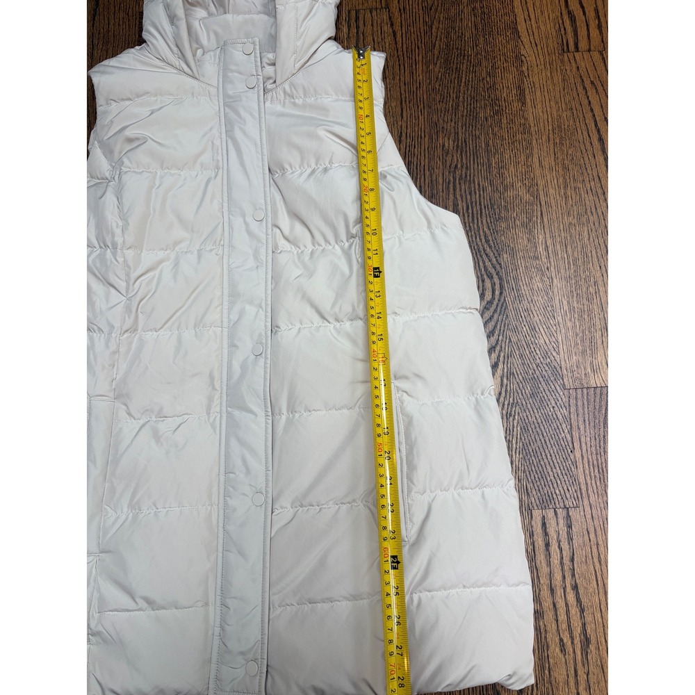 J. Jill Down Puffer Vest Off White Tan Down Filled Hooded Quiet Luxury Gorpcore - Picture 2 of 7